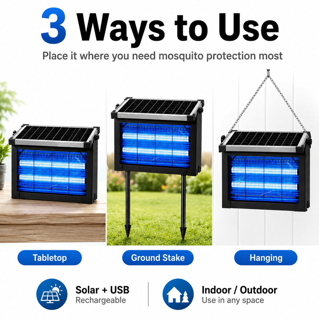 Solar Bug Zapper – Outdoor Mosquito Killer Light 🌙⚡