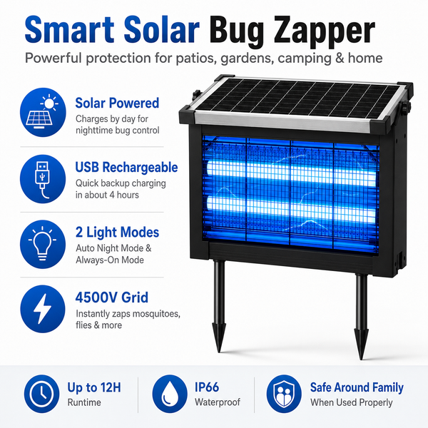 Solar Bug Zapper – Outdoor Mosquito Killer Light 🌙⚡