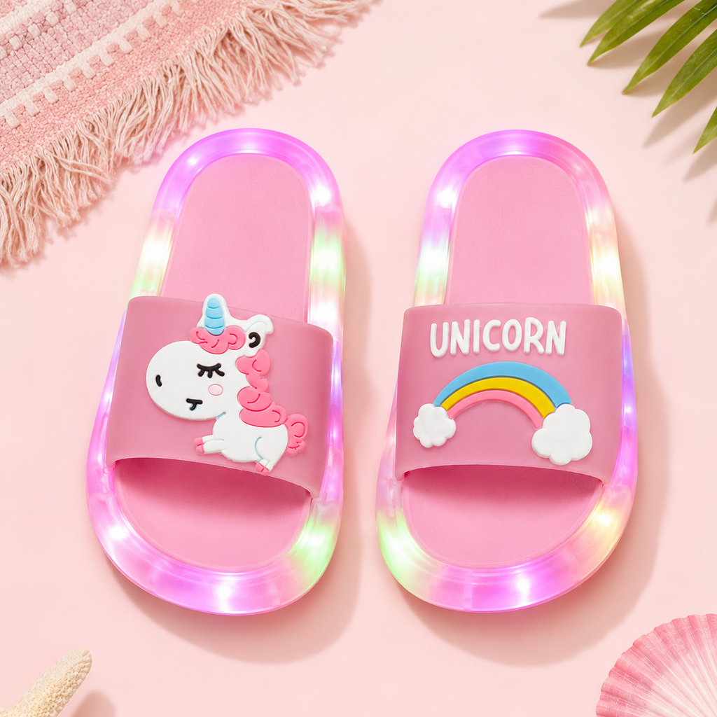 Kids Light-Up Unicorn Slippers 🦄✨