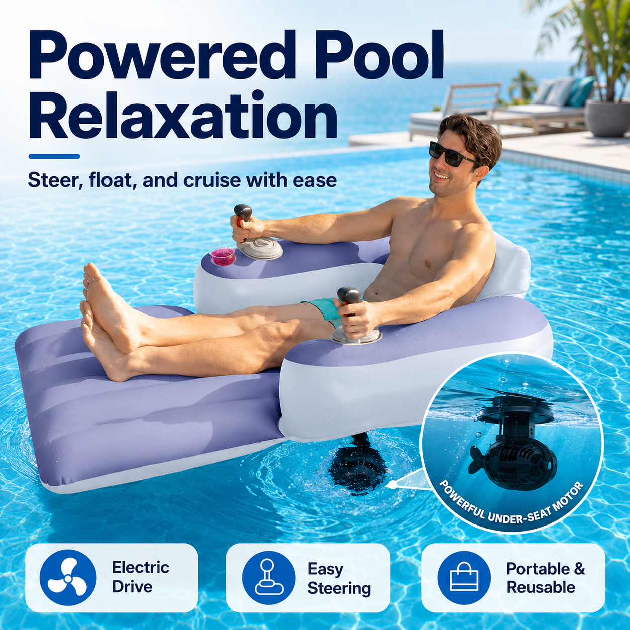 Motorized Inflatable Pool Lounge Chair 🏖️💦