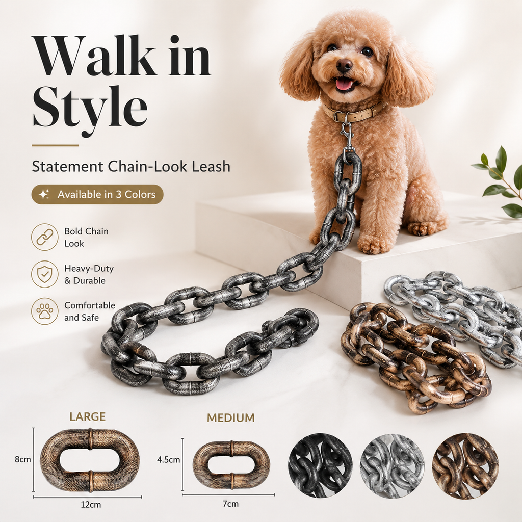 Chunky Iron-Style Dog Leash 🐶⛓️✨