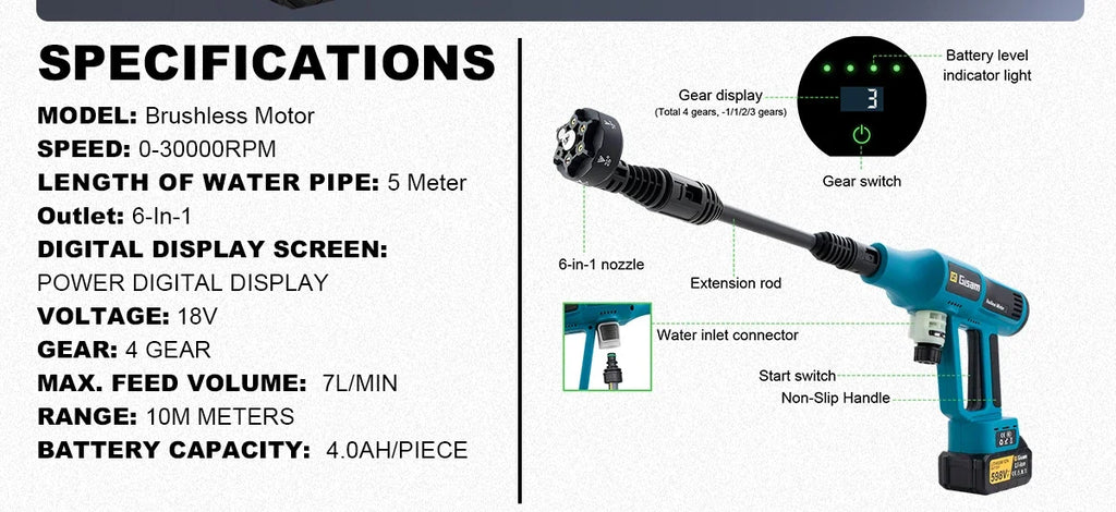 Cordless Brushless High-Pressure Washer 💦🚗